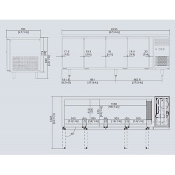 Tavolo frigorifero 4 porte Atosa modello EPF3442: dimensioni 22.3 x 70 x 85h cm, capacità 510 l.