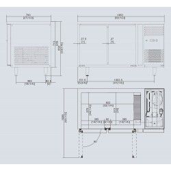 Tavolo Freezer 2 porte Atosa modello 
 EPF3462: dimensioni 13.6 x 70 x 85h cm, capacità 280 l.