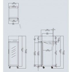 Freezer Atosa con Display e Porta a Vetro modello YCF9407: dimensioni 60 x 74 x 195h cm, capacità 450 l.